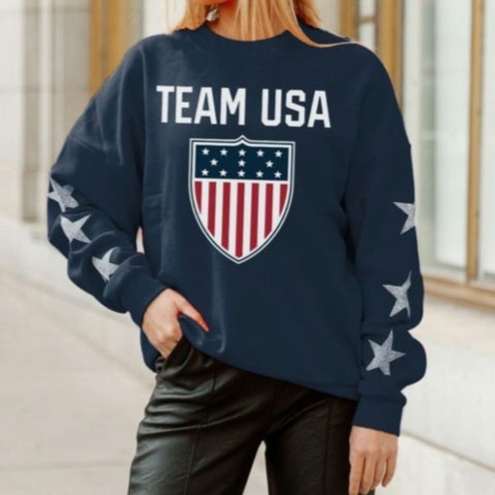 Navy Team USA "Glorious Horizons" Sweatshirt Gameday Couture Rhinestone Stars